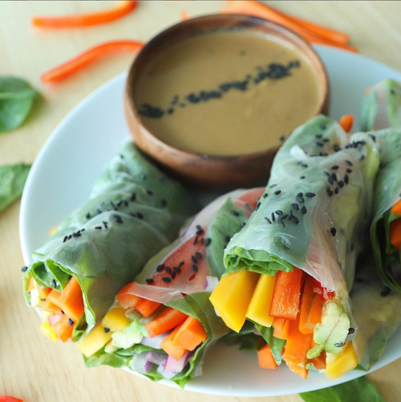 Summer Spring Rolls in Sunbutter Sauce